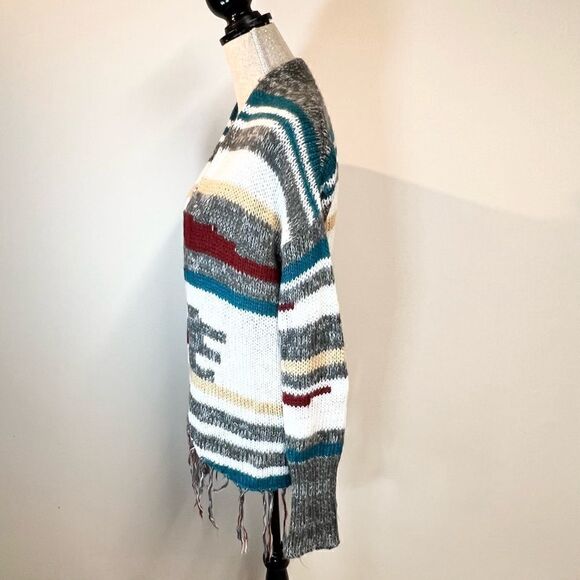 Jack by BB Dakota Aztec Knit Fringe Cardigan Women’s Size S Great Fall Colours - Picture 3 of 6